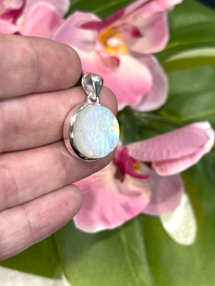 Sterling Silver Rainbow Moonstone Pendant Collection - Raw for Intuition & Gut Instinct