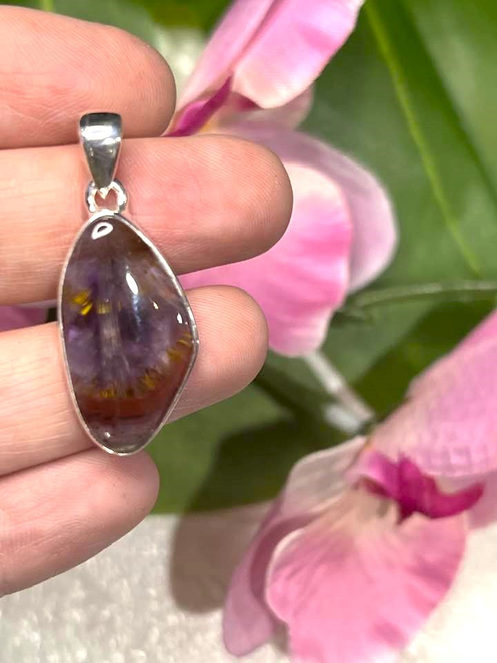 The Super 7 Cacoxenite Sterling Silver Pendant Collection for Ascension and Spiritual Connection