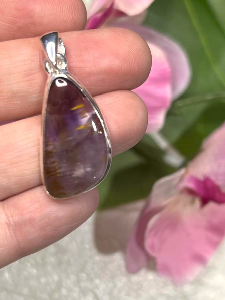 The Super 7 Cacoxenite Sterling Silver Pendant Collection for Ascension and Spiritual Connection