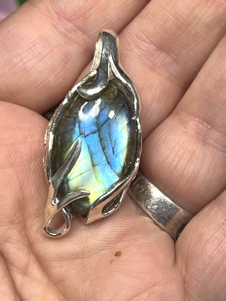 The Rainbow Labradorite Turkish Silver Pendant Collection for Transformation and Psychic Abilities