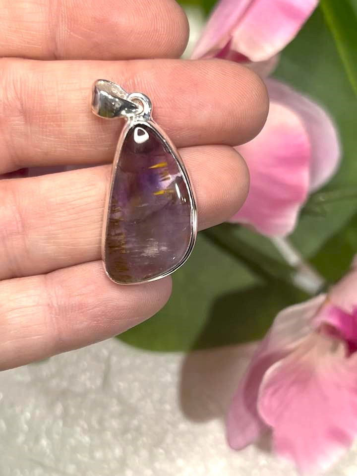 The Super 7 Cacoxenite Sterling Silver Pendant Collection for Ascension and Spiritual Connection