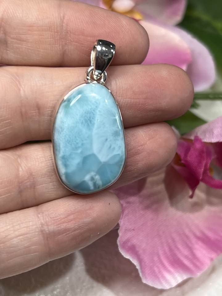 Larimar Sterling Silver Pendant Collection for Connection and Alignment
