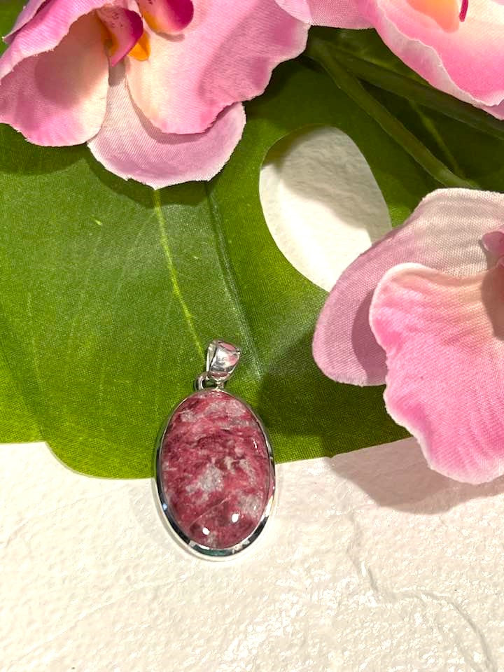 Pink Thulite (Rosaline) Sterling Silver Pendant Collection for Passion and Expression