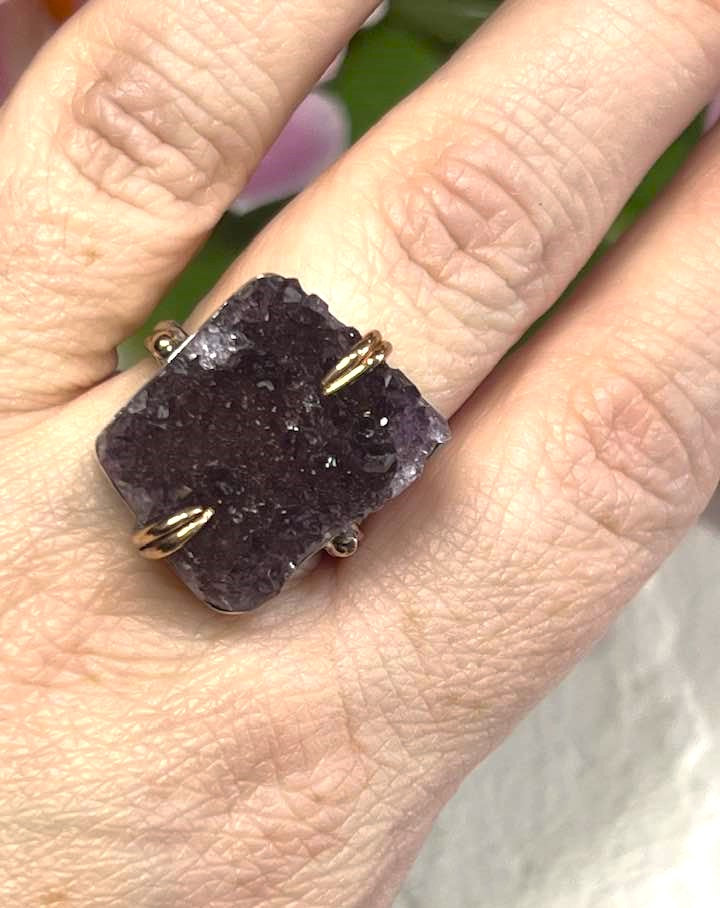 Artisan Turkish Silver .925 Ring with Amethyst Cluster