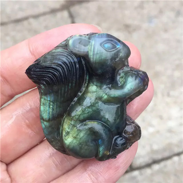 Labradorite Squirrel Carving