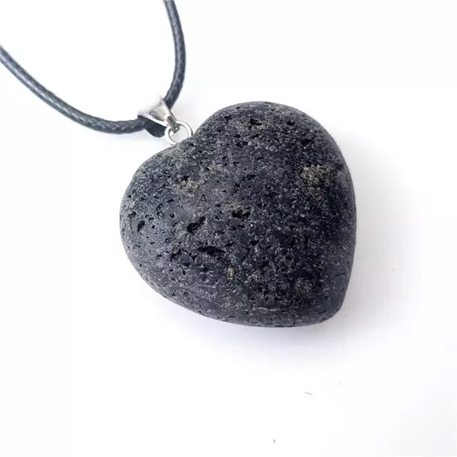 Black Lava Heart Necklace