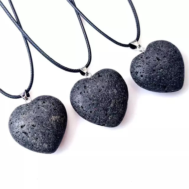 Black Lava Heart Necklace