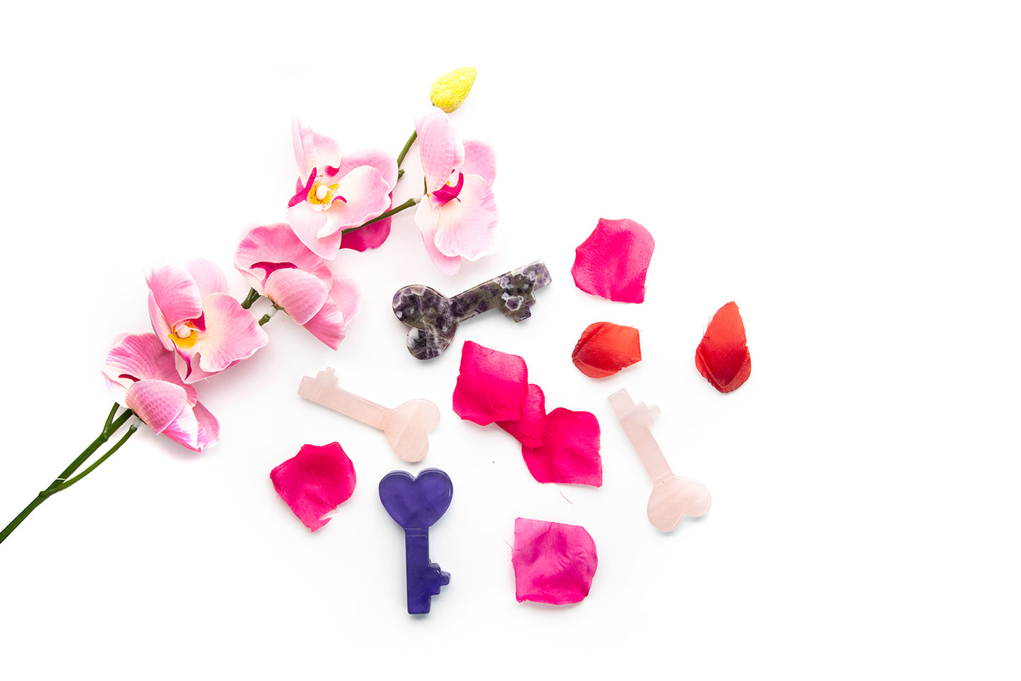 Natural Stone Key in Amethyst, Rose Quartz or Fluorite