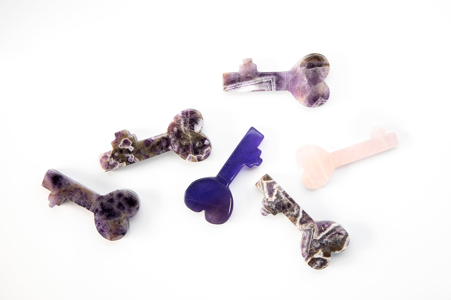 Natural Stone Key in Amethyst, Rose Quartz or Fluorite