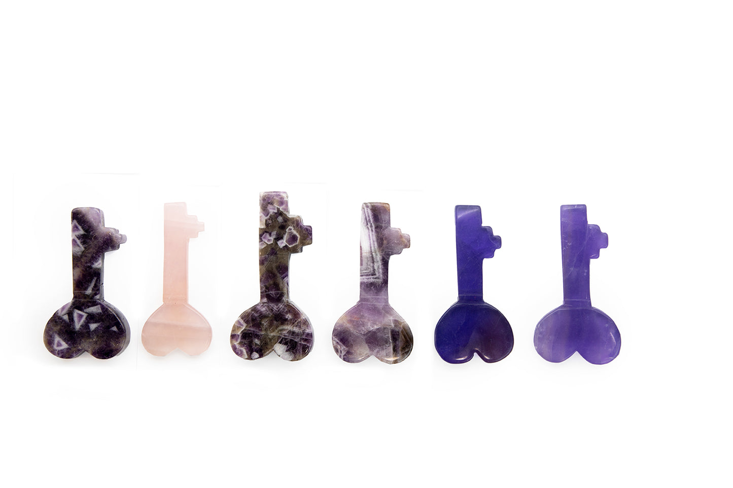 Natural Stone Key in Amethyst, Rose Quartz or Fluorite