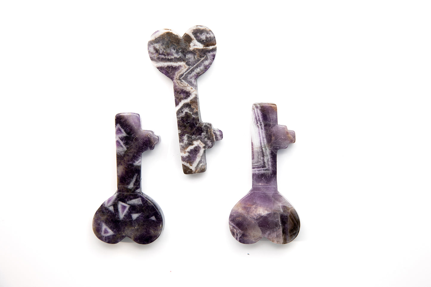 Natural Stone Key in Amethyst, Rose Quartz or Fluorite