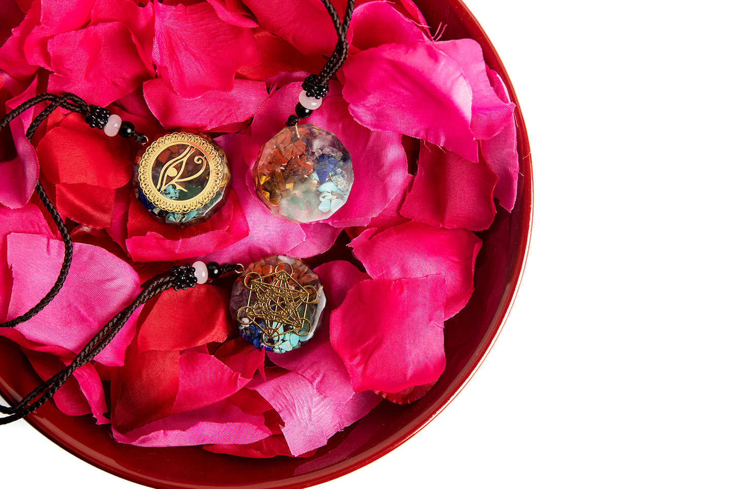 Orgonite Chakra Necklace in Metatron's Cube or Eye of Horus Design
