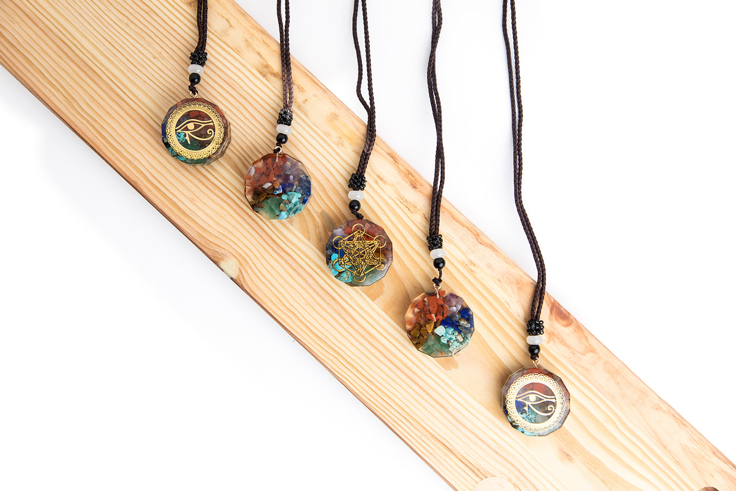 Orgonite Chakra Necklace in Metatron's Cube or Eye of Horus Design