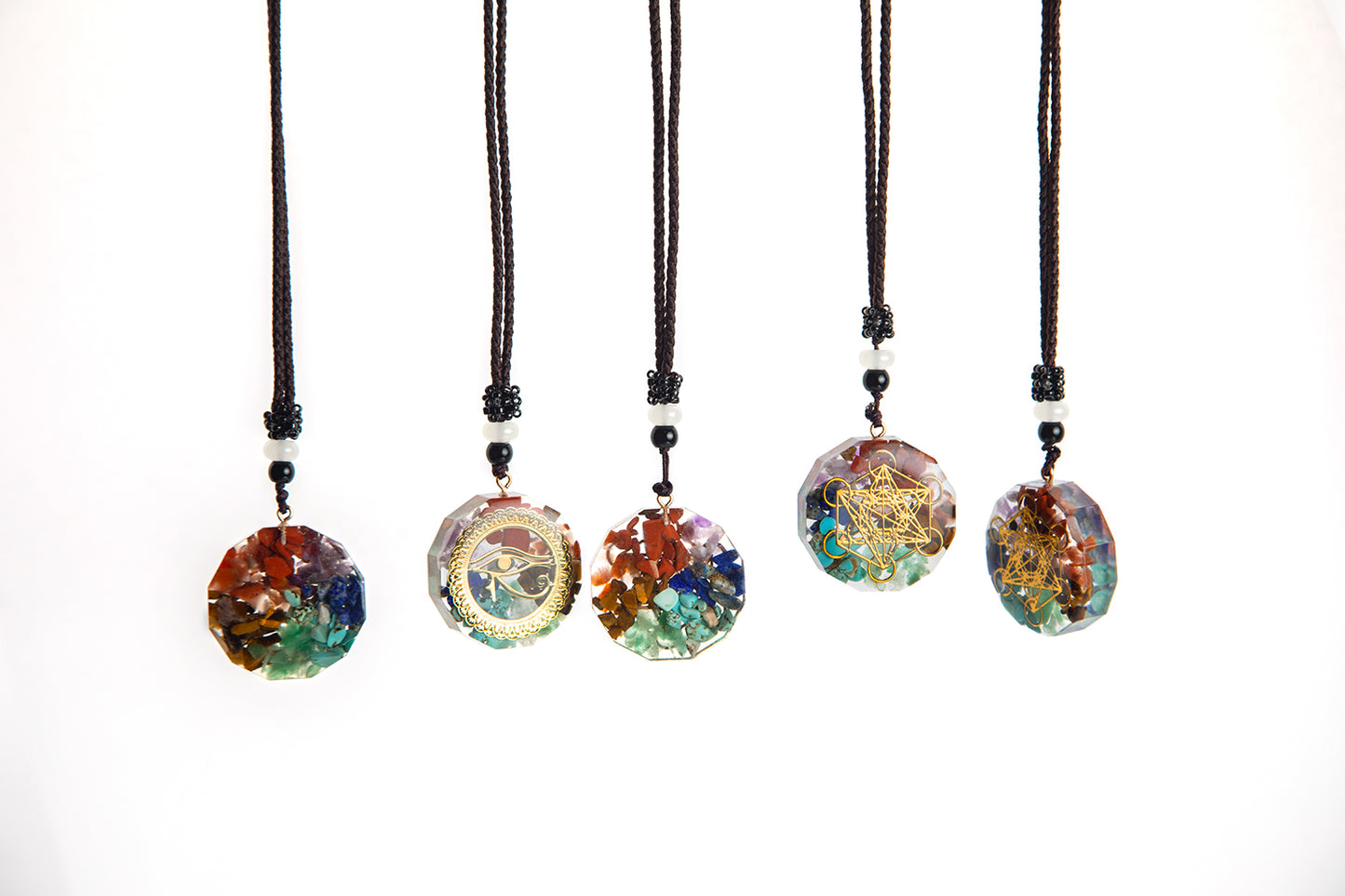 Orgonite Chakra Necklace in Metatron's Cube or Eye of Horus Design