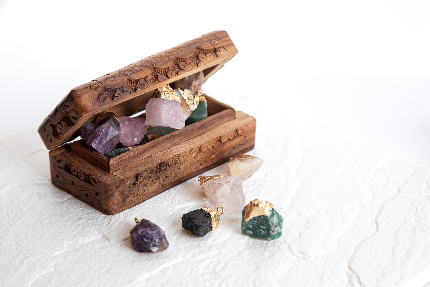 Raw Pendant in Citrine, Rose Quartz, Aventurine, Amethyst, Clear Quartz or Black Tourmaline