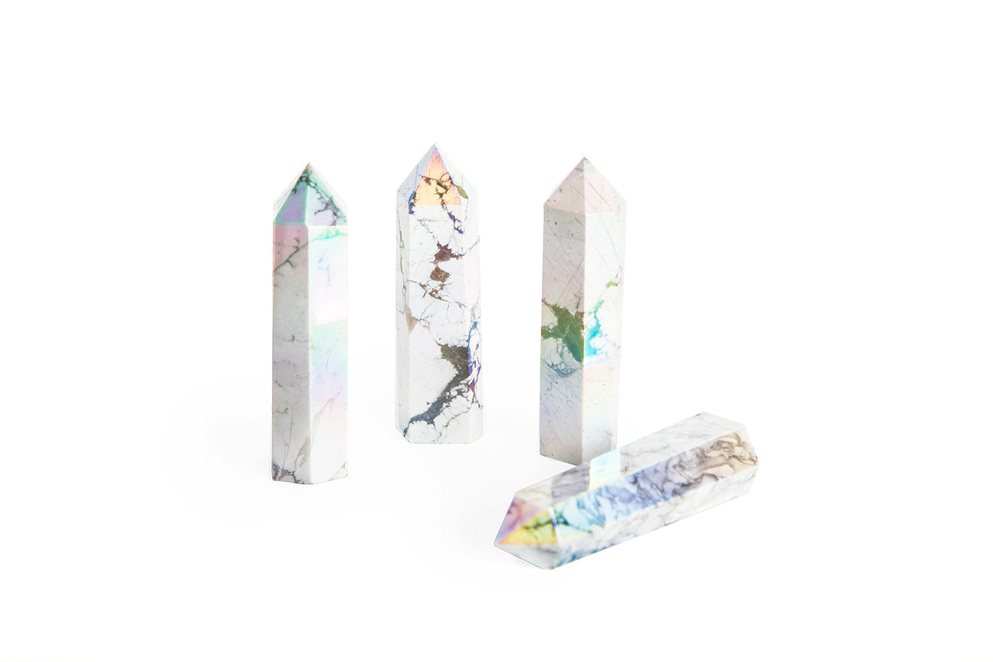 Aqua Aura Howlite Point Tower 3.5"