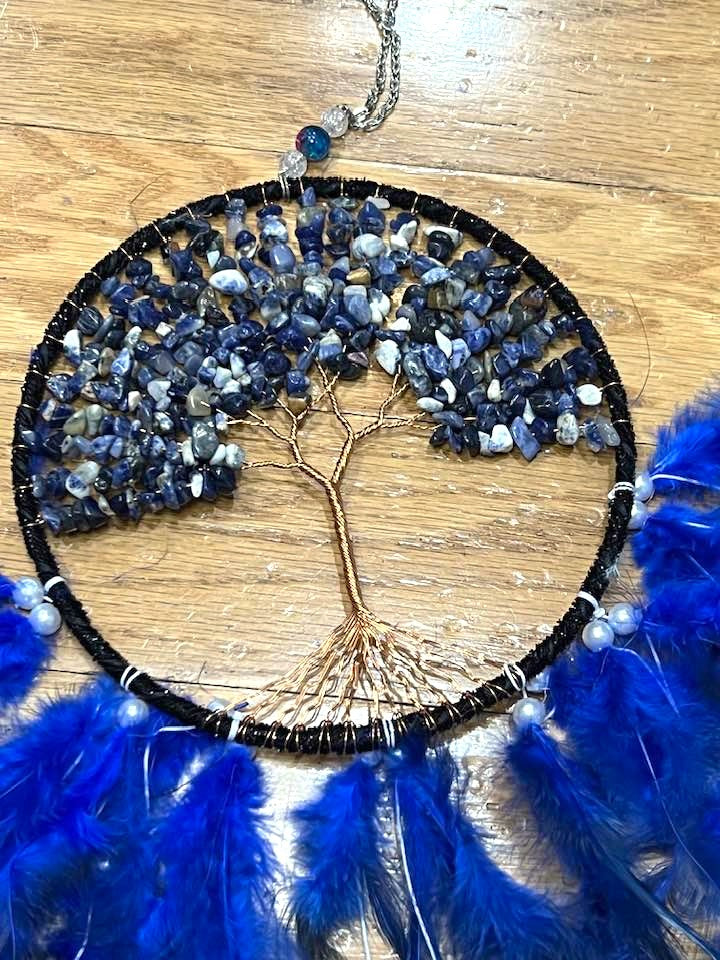 Tree of Life Blue Dreamcatcher with Sodalite