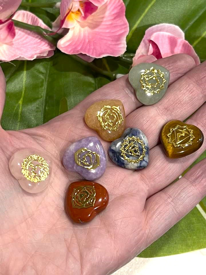 Miniature Chakra Set of 7 Stones or Hearts