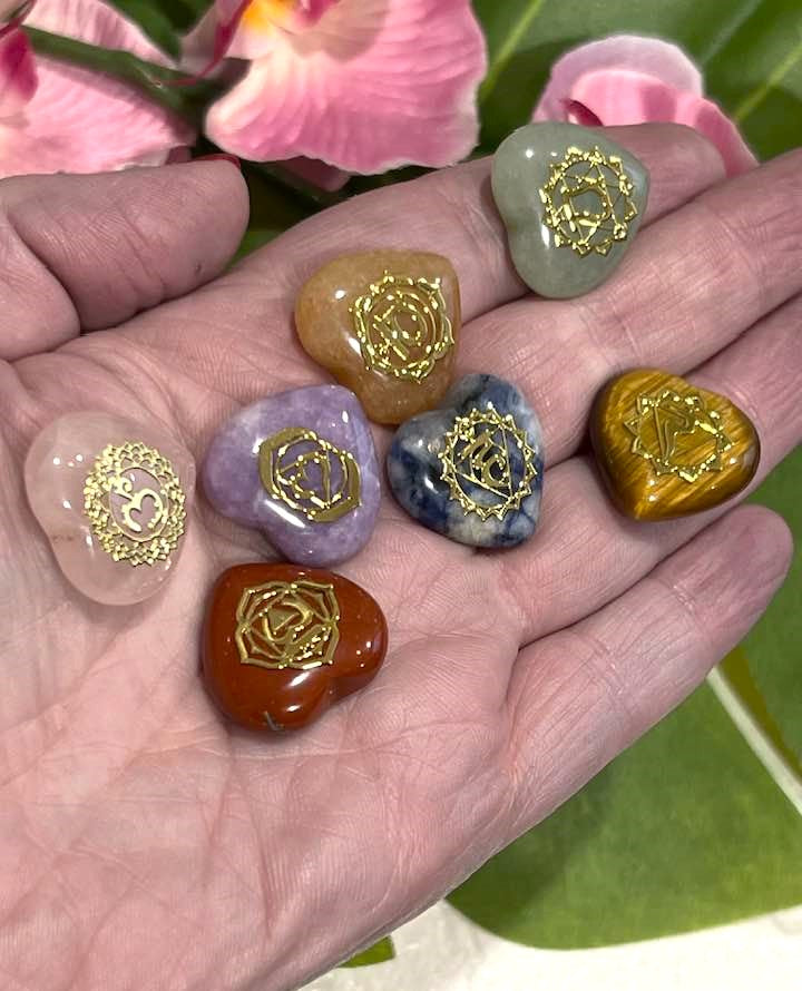 Miniature Chakra Set of 7 Stones or Hearts