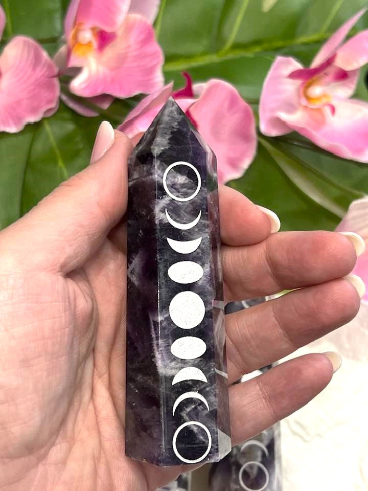 Chevron Amethyst Phases of the Moon Tower