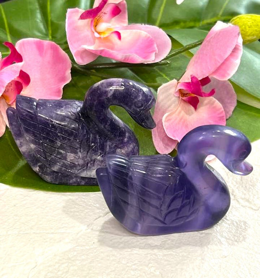 Fluorite or Lepidolite Swan
