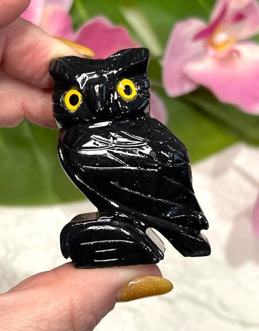 Black Onyx Owl Carving