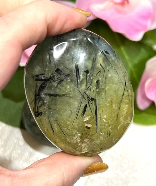 Prehnite Green Jade Palm Stone for Healing