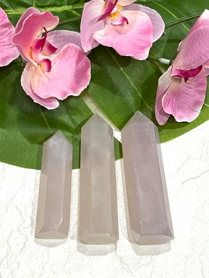 Blue Rose Quartz Palm Stone or Tower for Universal Love