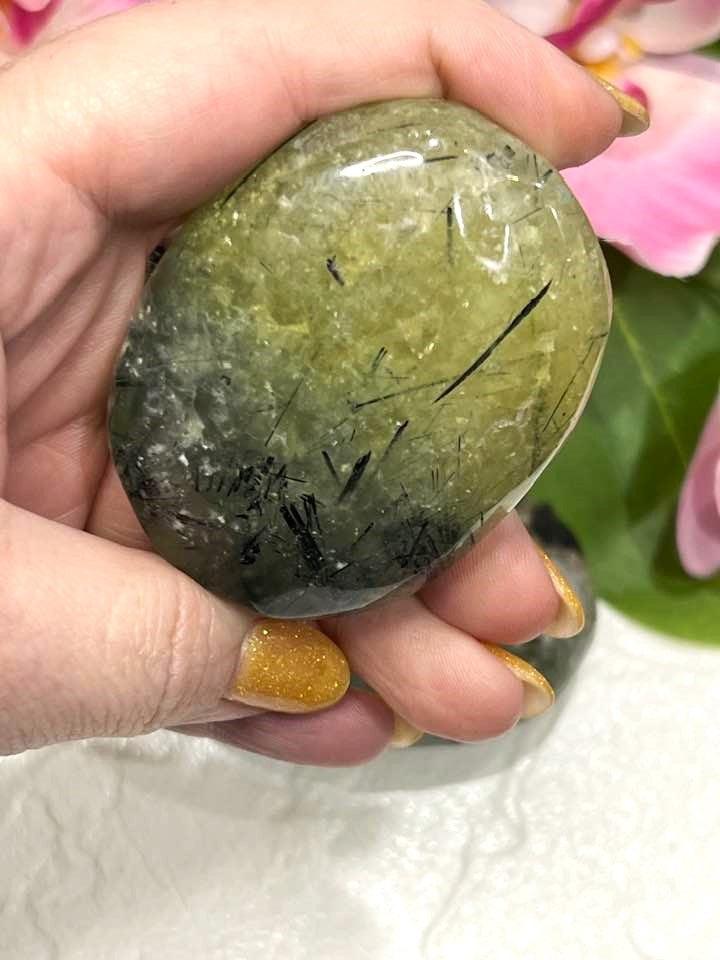 Prehnite Green Jade Palm Stone for Healing
