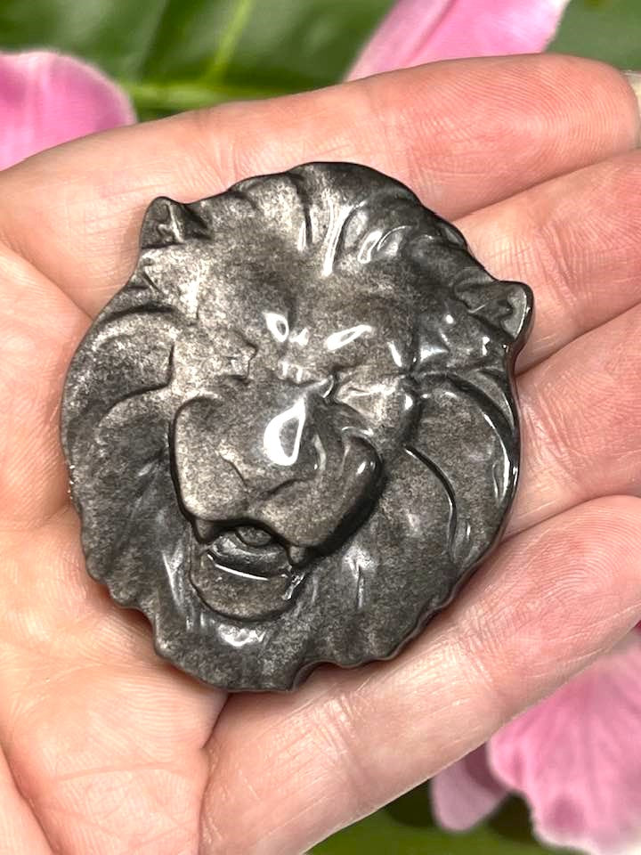 Silver Sheen Obsidian Lion