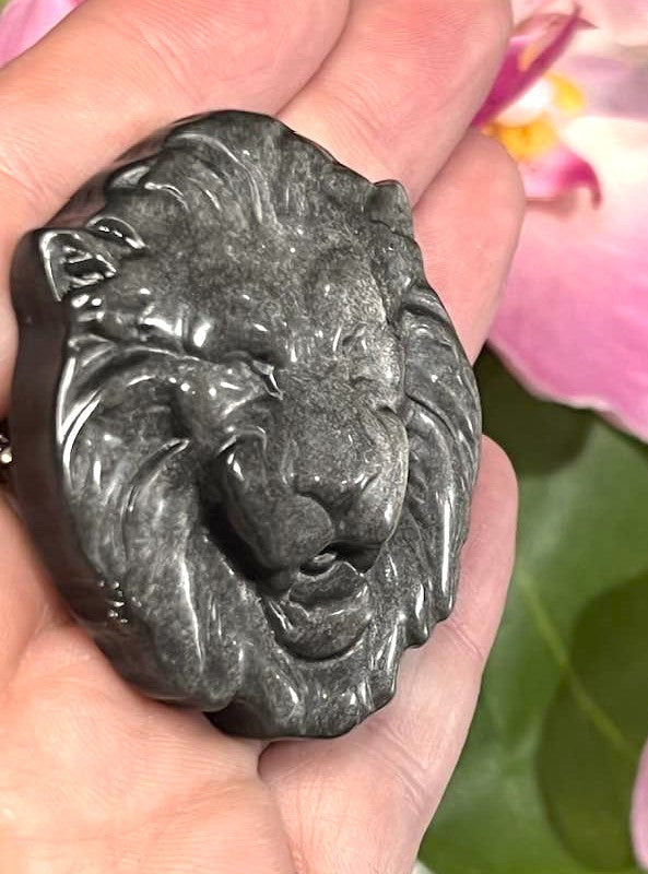 Silver Sheen Obsidian Lion