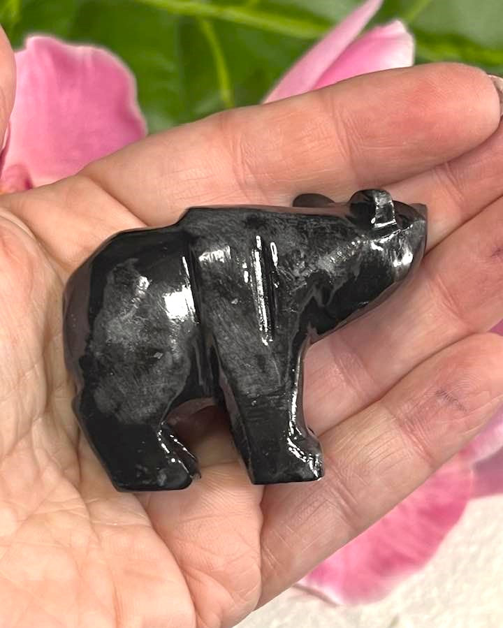Black Onyx Bear Figurine for protection