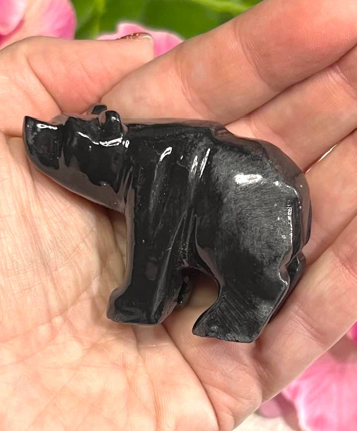 Black Onyx Bear Figurine for protection