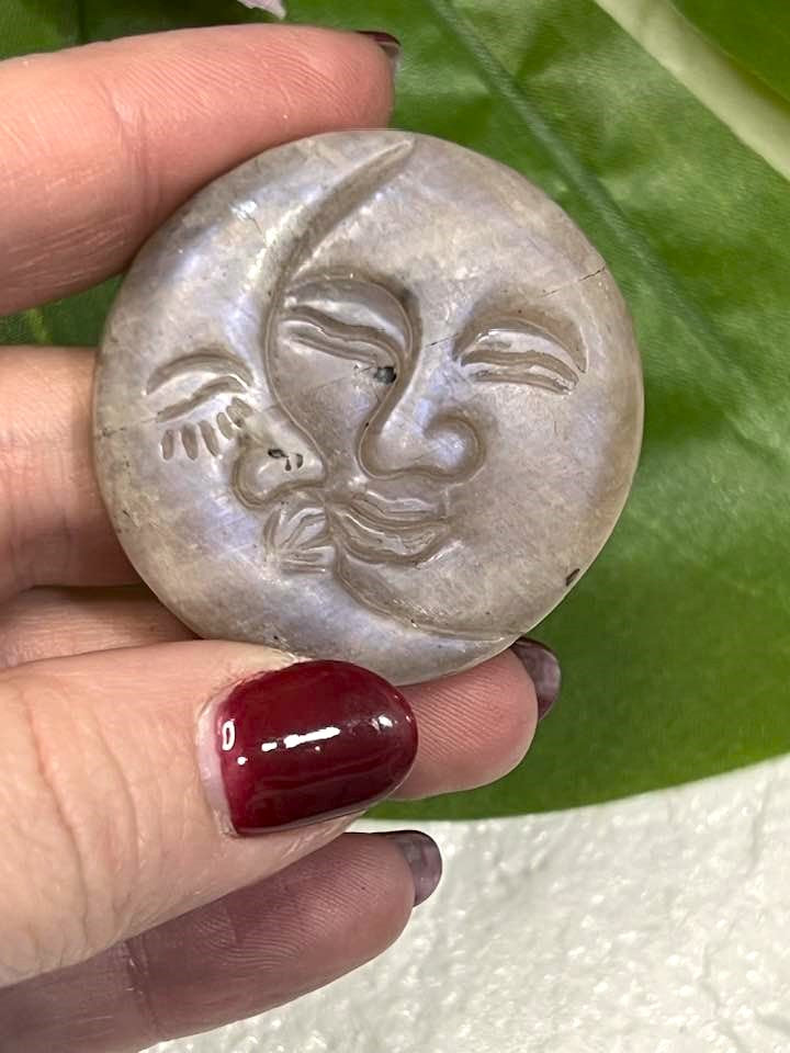 Moonstone Kissing Sun & Moon Carving