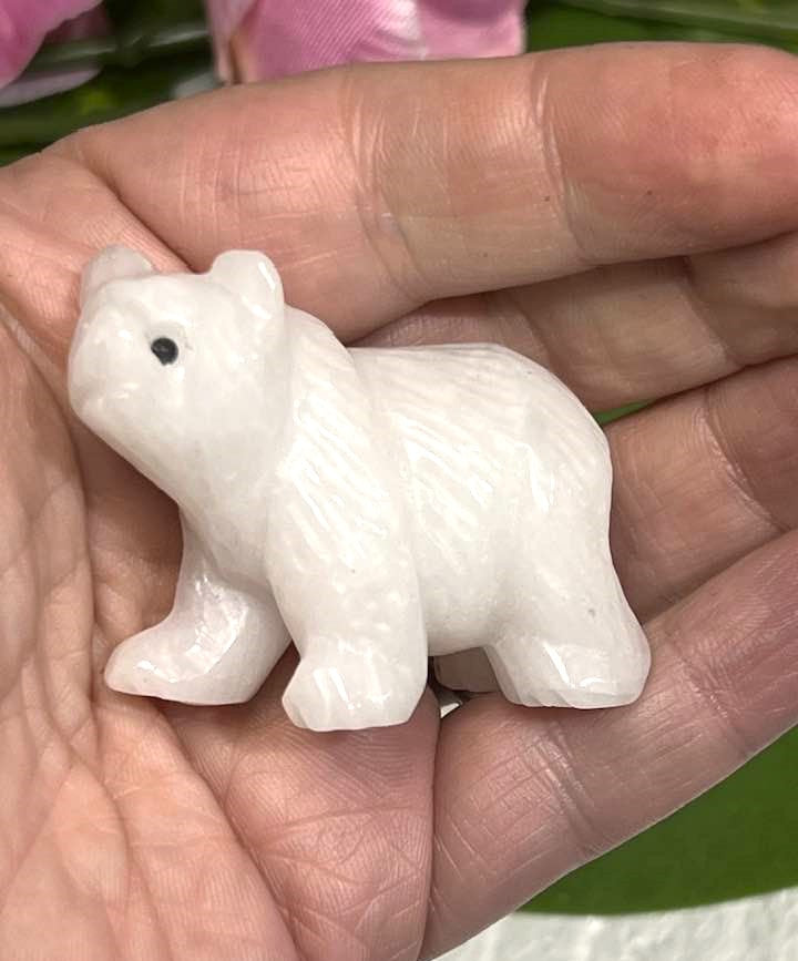 White Jade Polar Bear Carving