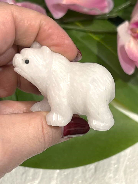 White Jade Polar Bear Carving