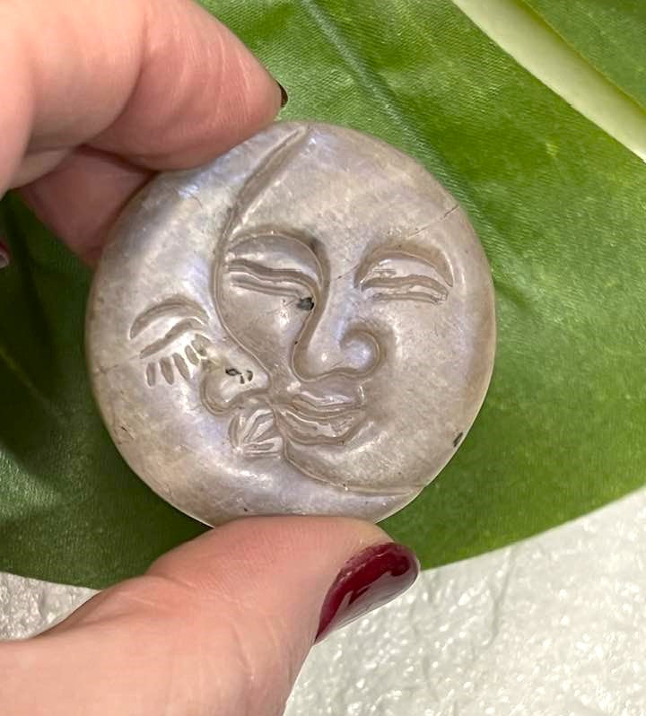 Moonstone Kissing Sun & Moon Carving