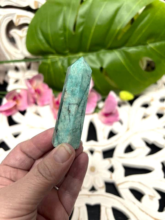Amazonite & Smokey Quartz Tower