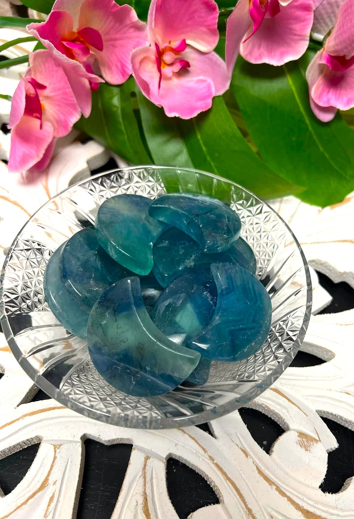 Blue Fluorite Crescent Moon for Clear Thought