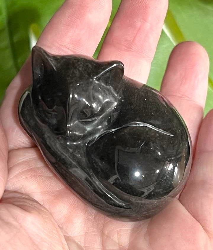 Sheen Black Obsidian Sleeping Cat
