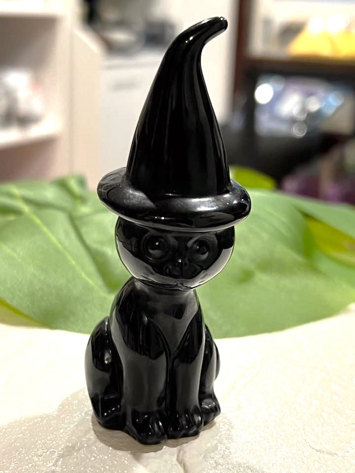 Black Obsidian Witch's Cat