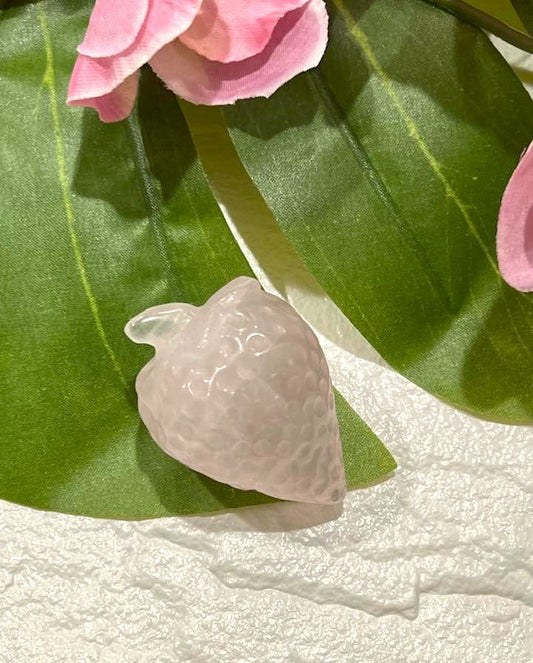 Carved Strawberry in Rose Quartz
