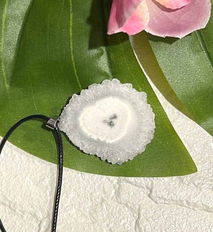 White Agate Druzy Necklace