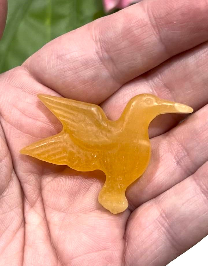 Hummingbird in Yellow Calcite or Fluorite