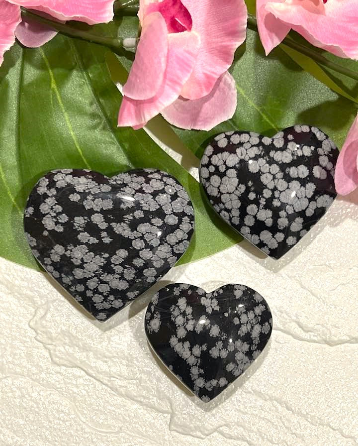 Snowflake Obsidian Heart