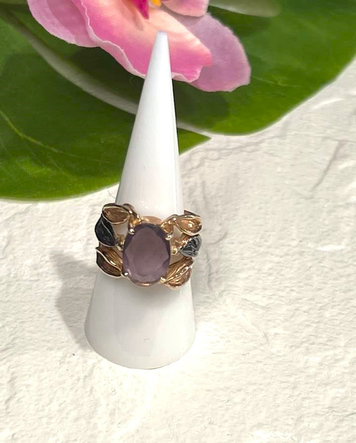 Artisan Turkish Silver Ring with Amethyst .925 Size 8