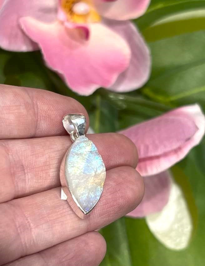 Sterling Silver Rainbow Moonstone Pendant Collection - Raw for Intuition & Gut Instinct