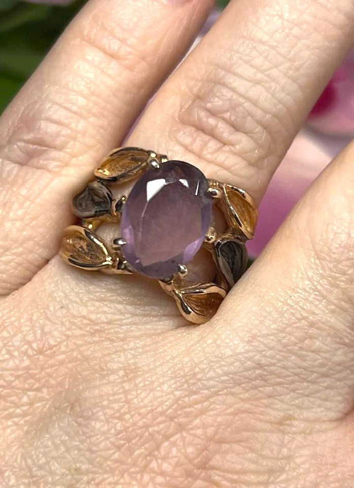 Artisan Turkish Silver Ring with Amethyst .925 Size 8