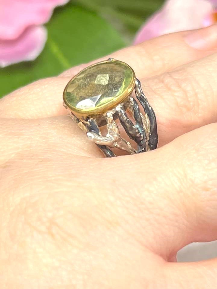 Artisan Turkish Silver .925 Ring with Yellow Citrine
