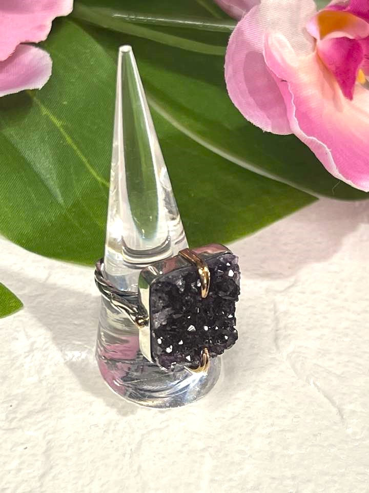 Artisan Turkish Silver .925 Ring with Amethyst Cluster